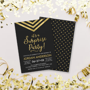 Invitation Faux Gold Chevron C'est un anniversaire de fête su