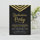 Invitation Faux Gold Chevron Parti de Graduation (Debout devant)