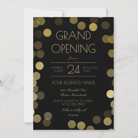 Invitation Faux Gold Confetti Business Grand Ouverture (Devant)