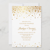Invitation Faux Gold Confetti Dots Couples Douche (Devant)