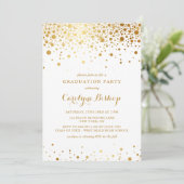 Invitation Faux Gold Confetti Dots Graduation Party (Debout devant)