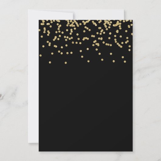 Invitation Faux Gold Confetti en noir| fête du 25e anniversai (Dos)