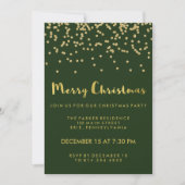 Invitation Faux Gold Confetti Green Joyeux Noël (Devant)