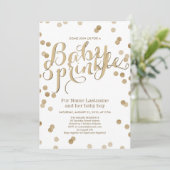 Invitation Faux Gold Confetti Moderne Baby Sprinkle Invitatio (Debout devant)
