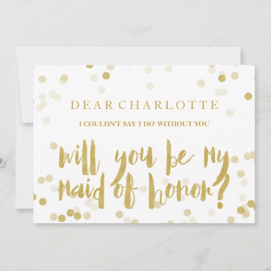 Invitation Faux Gold Confetti Serez-vous ma femme d'honneur (Devant)