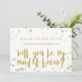 Invitation Faux Gold Confetti Serez-vous ma femme d'honneur (Debout devant)
