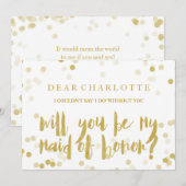 Invitation Faux Gold Confetti Serez-vous ma femme d'honneur (Devant / Derrière)