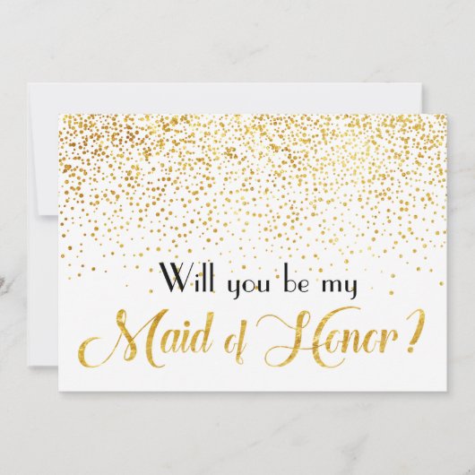 Invitation Faux Gold Confetti Serez-vous ma servante d'honneu (Devant)