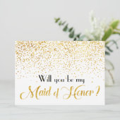 Invitation Faux Gold Confetti Serez-vous ma servante d'honneu (Debout devant)