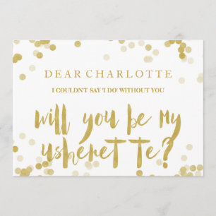 Invitation Faux Gold Confetti Serez-Vous Mon Usherette