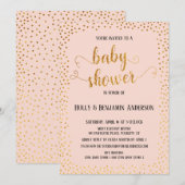 Invitation Faux Gold Confetti Typographie Baby shower (Devant / Derrière)