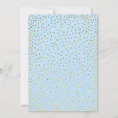 Invitation Faux Gold Confetti Typographie Baby shower bleu (Dos)