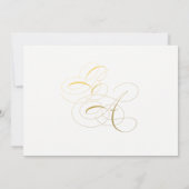 Invitation Faux Gold Elegant Calligraphie Fiançailles Monogra (Dos)