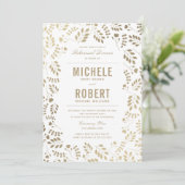 Invitation Faux Gold Elegant Floral Rehearsal Dîner Invitatio (Debout devant)