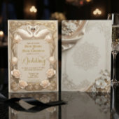 Invitation Faux Gold Embossed Baroque Swan Fairytale  Wedding
