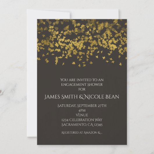 Invitation Faux Gold Falling Feuille Automne Rustique Invitat (Devant)