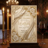 Invitation Faux Gold Filigree Satin Drapery Formal Wedding 