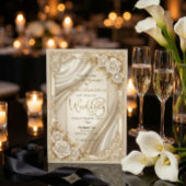 Invitation Faux Gold Filigree Satin Drapery Formal Wedding 