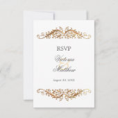 Invitation Faux Gold Flourd Damask RSVP (Devant)