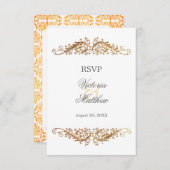 Invitation Faux Gold Flourd Damask RSVP (Devant / Derrière)
