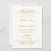 Invitation Faux Gold Flourdissant et Damask (Devant)