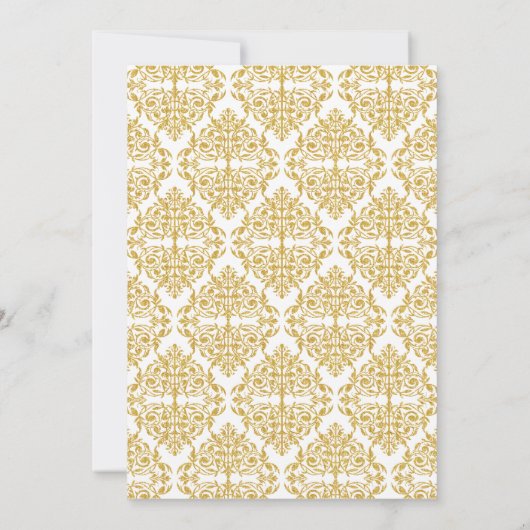 Invitation Faux Gold Flourdissant et Damask (Dos)