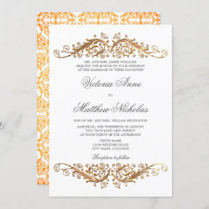 Invitation Faux Gold Flourish Damask