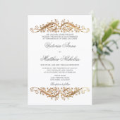 Invitation Faux Gold Flourish Damask (Debout devant)