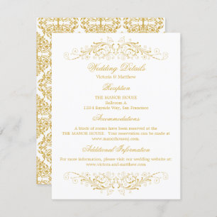 Invitation Faux Gold Flourish Mariage damassé Détails