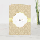 Invitation Faux Gold Foil Beige Damask Mariage musulman (Dos)