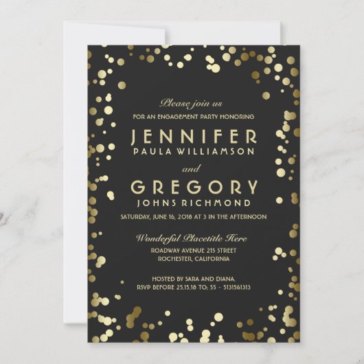 Invitation Faux Gold Foil Confetti (Devant)
