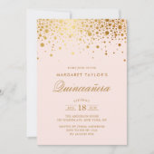 Invitation Faux Gold Foil Confetti Blush Pink Quinceañera (Devant)