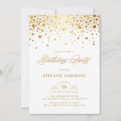 Invitation Faux Gold Foil Confetti Dots Anniversaire (Devant)