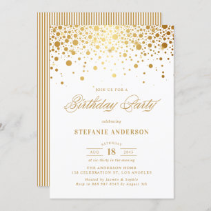 Invitation Faux Gold Foil Confetti Dots Anniversaire