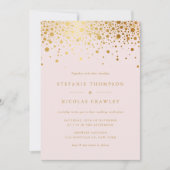 Invitation Faux Gold Foil Confetti Dots Blush Mariage (Devant)