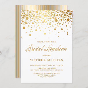 Invitation Faux Gold Foil Confetti Dots Bridal Luncheon