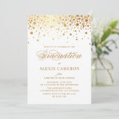 Invitation Faux Gold Foil Confetti Dots Graduation (Debout devant)