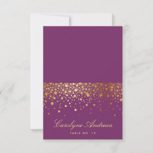 Invitation Faux Gold Foil Confetti Dots Purple Place Card