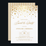 Invitation Faux Gold Foil Confetti Dots Sweet 16 Party<br><div class="desc">Invités Invitations à votre événement avec cette invitation sucrée personnalisable de 16 fêtes. Il présente des points confettis en feuille d'or et un script élégant. Personnalisez en ajoutant vos détails. Cette invitation au sweet sixteen d'or est parfaite pour tous les thèmes d'anniversaire ou de saison.</div>