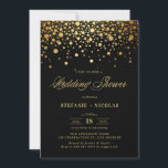 Invitation Faux Gold Foil Confetti Dots Wedding shower noir<br><div class="desc">Invités Invitations à votre événement avec cette invitation wedding shower personnalisable. Il comporte des points de confetti en feuille d'or imitation sur un arrière - plan noir. Personnalisez en ajoutant vos détails. Elles sont idéales pour n'importe quel thème ou saison mariage. Des éléments correspondants sont disponibles.</div>
