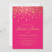 Invitation Faux Gold Foil Confetti Hot Pink Fête des mariées (Devant)