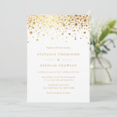 Invitation Faux Gold Foil Confetti Mariage (Debout devant)