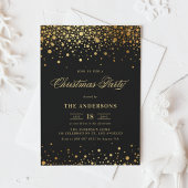 Invitation Faux Gold Foil Confetti Noël | Noir