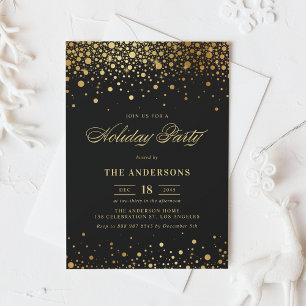 Invitation Faux Gold Foil Confetti   Noir