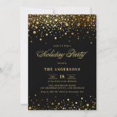 Invitation Faux Gold Foil Confetti | Noir (Devant)