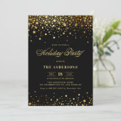 Invitation Faux Gold Foil Confetti | Noir (Debout devant)