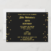 Invitation Faux Gold Foil Confetti Noir 40e fête d'anniversai (Dos)