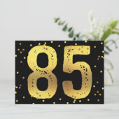 Invitation Faux Gold Foil Confetti Noir 85e anniversaire (Debout devant)