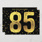 Invitation Faux Gold Foil Confetti Noir 85e anniversaire (Devant / Derrière)