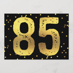 Invitation Faux Gold Foil Confetti Noir 85e anniversaire